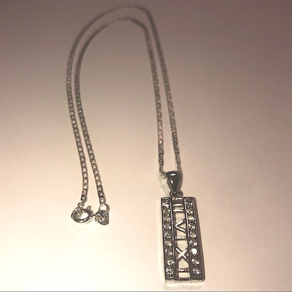 VTG Roman Numerals Cz Sterling Silver Pendant & Chain 2 16 12 June 2 2012 - 16” - Picture 6 of 8